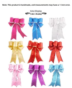Detailed grid of nine color glitter Christmas bows including gold, silver, and red