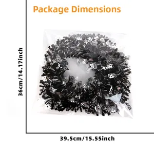 Halloween black tinsel garland with skull sequins in 39.5x36cm packaging layout