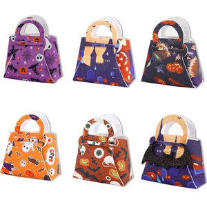 Halloween Felt Candy Bag For Kids Ghost Pumpkin Spider Bat Pattern Portable Party Decoration Gift Handbag Tote For Children