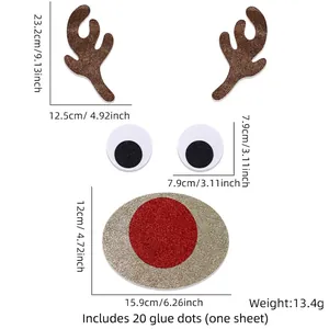 Glitter reindeer antler door stickers with nose and eyes for Christmas decorations
