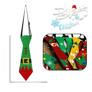 Christmas tie details with dimensions showing 25x7.8cm size and festive glitter patterns