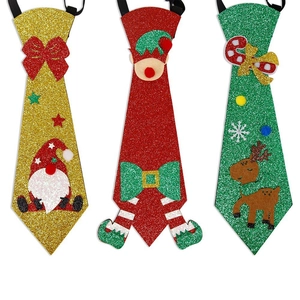 Kids felt Christmas ties with glittery Santa, elf, and reindeer motifs for party decor