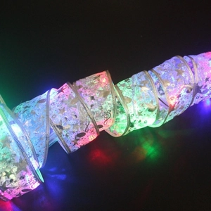 Ruban de Noël LED multicolore avec motifs d'étoiles dorées pour sapin de Noël