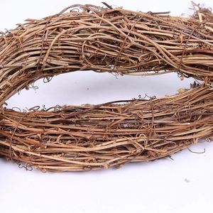 Natural Rattan Moon Wreath Base For Easter Christmas Handmade Woven Vine Hoop DIY Garland Base Rustic Home Party Wall Decoration