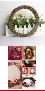 Detail of natural brown rattan wreath base for DIY Christmas floral arrangements