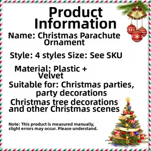 Paracadute natalizi decorativi in plastica e flanella per l'albero e feste a tema