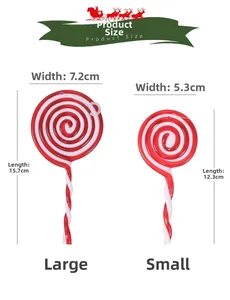 Dettagli di lecca-lecca a spirale rossi e bianchi in due dimensioni per l'albero