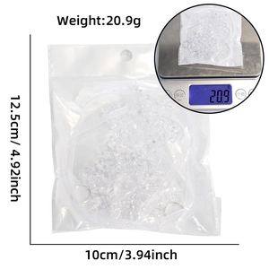 Clear acrylic snowflake ornaments packaging with dimensions and weight measurement