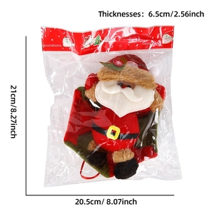 Babbo Natale di peluche con paracadute, decorazione natalizia in rosso e bianco, 21x20,5cm