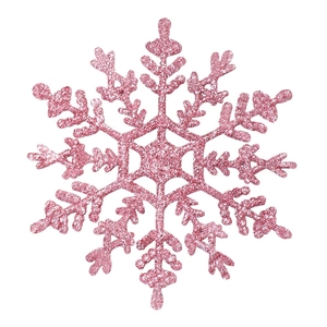 Pink glittery plastic snowflake ornament for Christmas tree DIY festive decoration