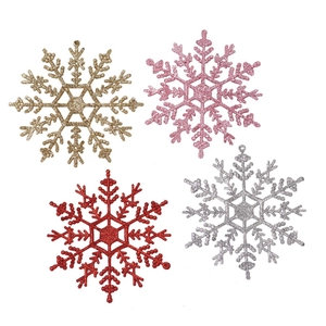 Christmas Tree Snowflake Hanging Ornaments Glitter Plastic Festive Snowflakes For Holiday Party Home Window Decoration
