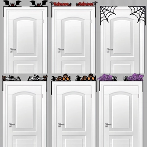 Halloween door corner decorations featuring bats, spiders, and pumpkin non-woven fabric signs