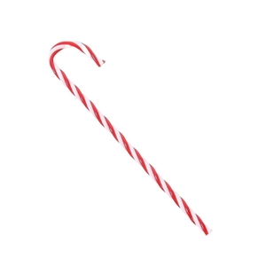 Classic red and white striped Christmas candy cane ornament for festive tree decoration