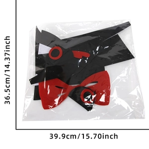 Halloween felt hat and red bow decoration with size specifications in packaging