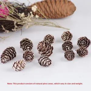 Close-up of natural pine cones with snowy tips for Christmas DIY wreaths and decor