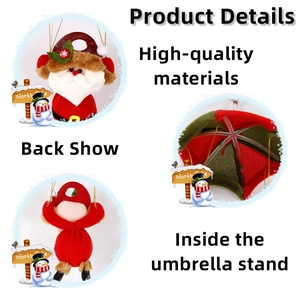 Babbo Natale con paracadute in velluto rosso con struttura interna a 6 aste per decoro