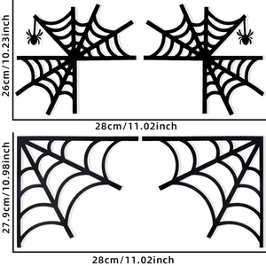 Detailed size specifications for black felt Halloween spider web door corner decorations