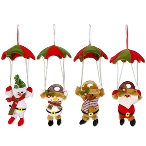Decorazioni natalizie a paracadute con Babbo Natale e pupazzo di neve in tessuto