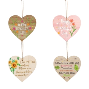 Ornements en bois en forme de cœur pour la fête des enseignants avec motifs de tournesol