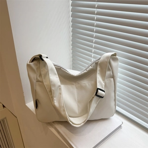 Women Casual Fabric Shoulder Bag Large Capacity Solid Color Simple Crossbody Tote Bag Urban Minimalist Daily Handbag