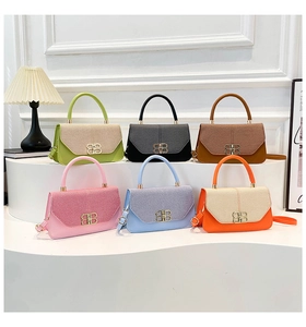 Detailed collection of small square crossbody bags with metallic clasp in six colors