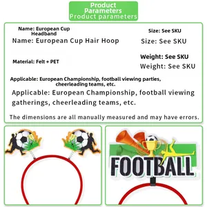 Dettaglio del cerchietto a tema calcio con decorazioni in feltro per tifosi e feste