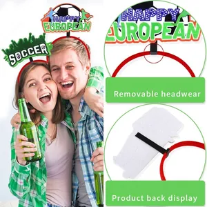 Cerchietti per capelli calcio con decorazioni rimovibili SOCCER e HAPPY EUROPEAN