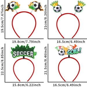 Set di 4 cerchietti per feste di calcio con motivi di goal e pallone, dimensioni precise