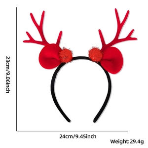 Detailed size specifications for Christmas reindeer antler headband with red plush balls