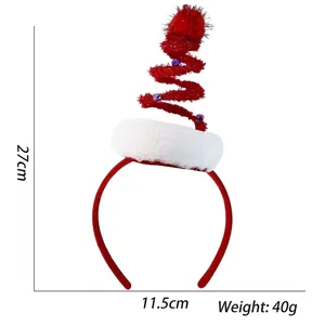 Christmas star headband with red spring hat design and colorful bells for party decoration