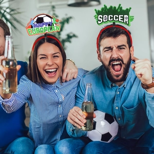 Cerchietti per capelli festa calcio per tifosi con motivi Happy European e Soccer