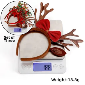 Detailed view of Christmas reindeer antler headband weight scale measurement 18.8g for 3-pack