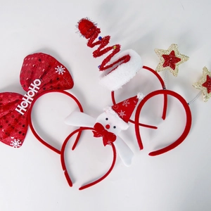 Christmas Headband Xmas Sequin Bow Hair Hoop Snowman Star Tree Festive Party Headpiece For Holiday Universal Decoration
