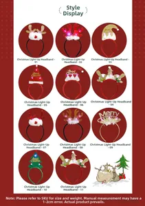 Grid view showing eleven different LED Christmas headbands with reindeer and tree designs
