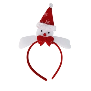 Christmas snowman headband with red sequins and white wings for festive party decoration