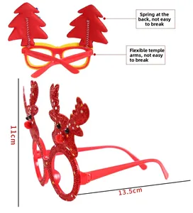 Detail of Christmas glasses with flexible frames and spring-mounted festive decorations