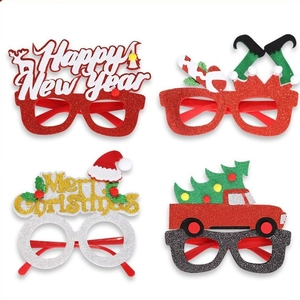 Four pairs of festive Christmas and Happy New Year novelty party glasses frames for kids
