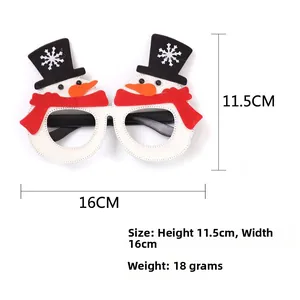 Detailed view of snowman Christmas glasses with dimensions 16cm width and 11.5cm height