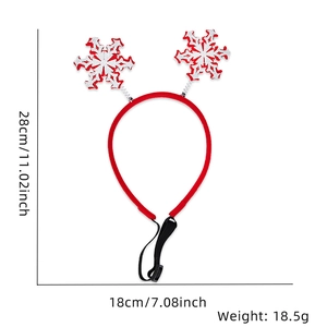 Christmas pet headband with silver sequin snowflakes and adjustable strap on white background