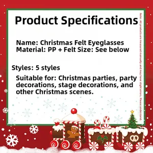 Christmas tinsel glasses made of PP and felt for festive party and stage decorations