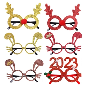 Set of six festive Christmas eyewear frames with reindeer antlers and rabbit ear designs