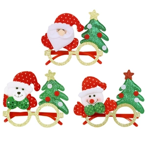 Three-piece set of decorative Christmas glasses featuring Santa, Snowman, and Reindeer themes