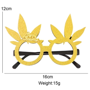 Golden Merry Christmas glitter star glasses for party props with 16cm width dimensions