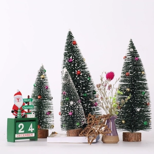 Mini Flocked Christmas Tree With Wooden Base Colorful Ornament Balls Tabletop Frosted Pine Tree For Xmas Holiday Decor