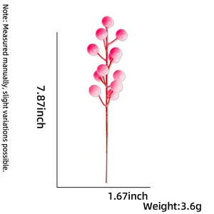 Pink artificial holly berry stems for Christmas tree wreaths and DIY holiday decor, 20cm