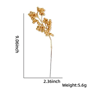 Decorative gold Christmas berry stem 23cm length for festive DIY wreath decoration