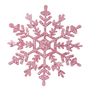 12cm pink glitter snowflake ornament with hollow design for Christmas tree decoration