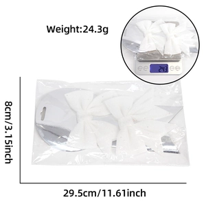 White glitter Christmas bow decorations set measuring 11.6 inches for holiday tree decor