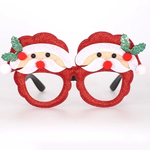 Lunettes de Noël avec monture rouge pailletée et décorations oreilles Père Noël