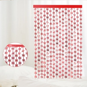 2m red snowflake tinsel fringe curtain for Christmas party backdrop wall decoration